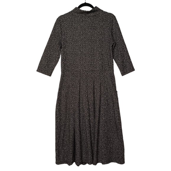 ALEMBIKA Gray Marled Multi Print Midi A-Line Gray Black Cowl Modest Dress 2 XS - Picture 5 of 7